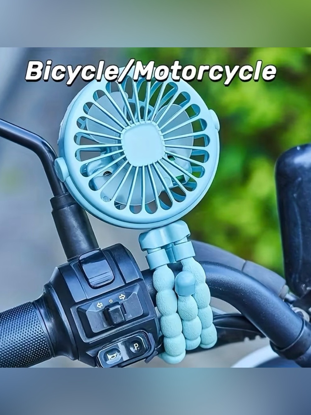 Portable Handlebar Fan Light Blue NEW